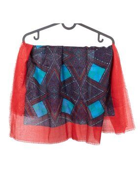 Geometric VTG Acrylic Scarf Square 30x30 Red Blue Green Japan Goldberg Lloyd